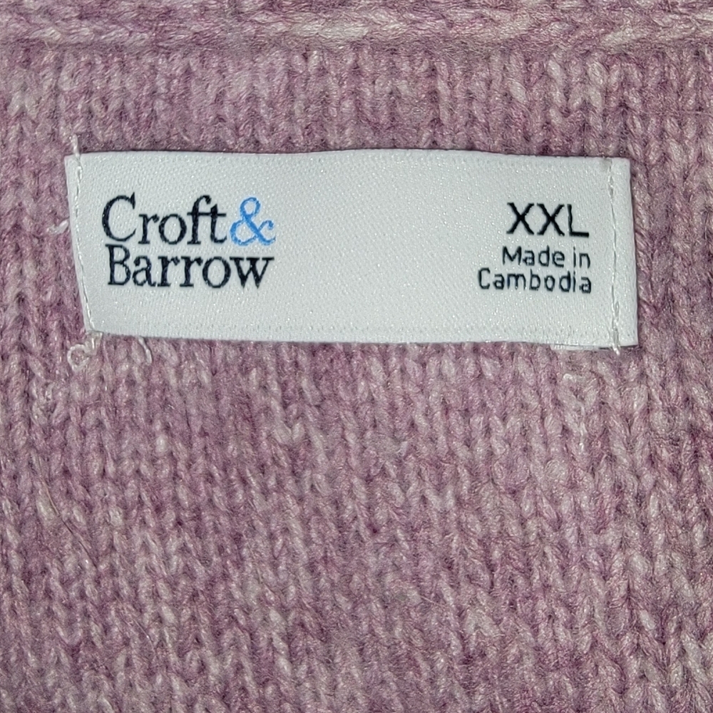 Croft & Barrow Lavendar Purple Cable Knit Open Cardigan XXL - Picture 3 of 8